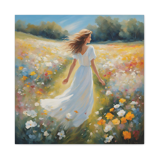 A Woman in a Flowing Dress Elegant Art for Home Decor