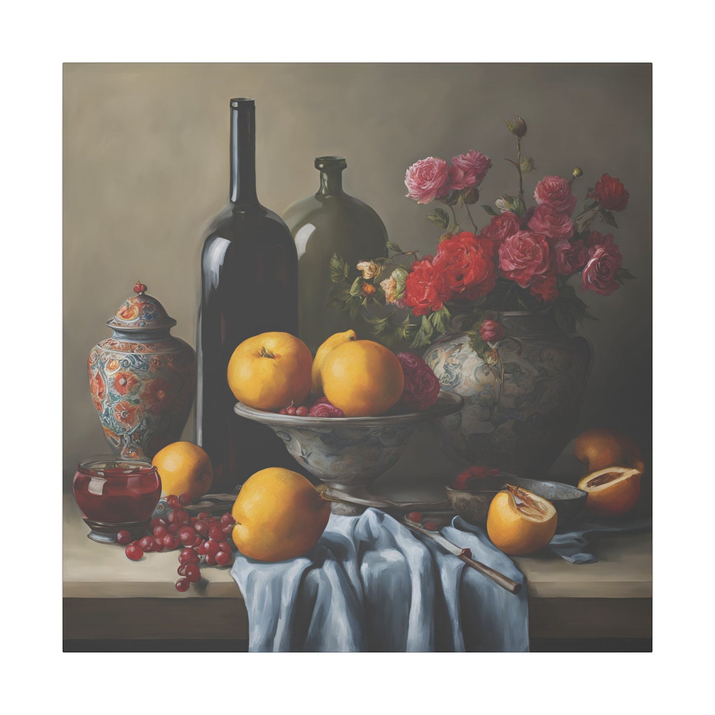 Elegant Still Life Canvas Art - Fruit and Floral Design Still Life Arts