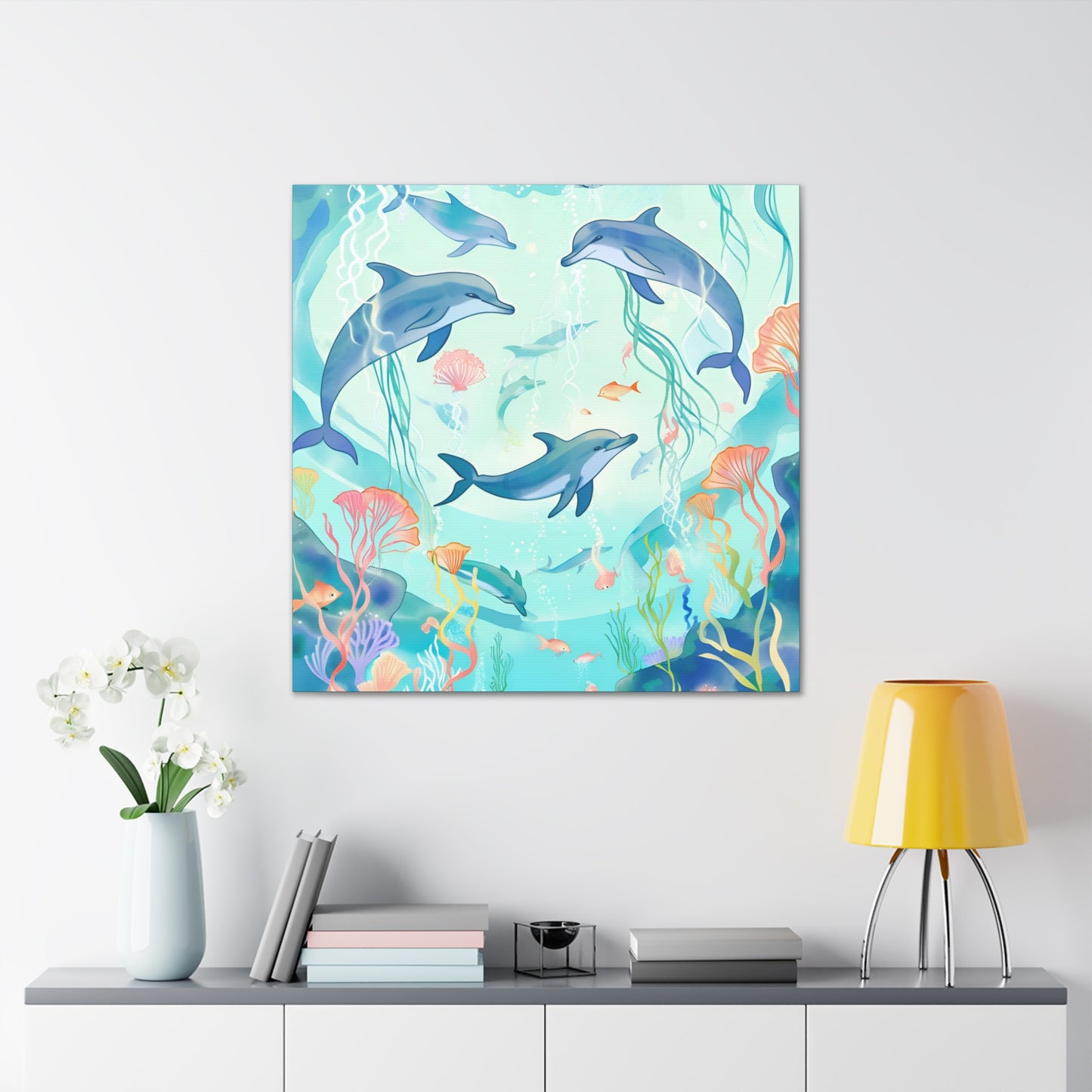 Dolphin Canvas Gallery Wrap - Ocean Art Decor for For Kids