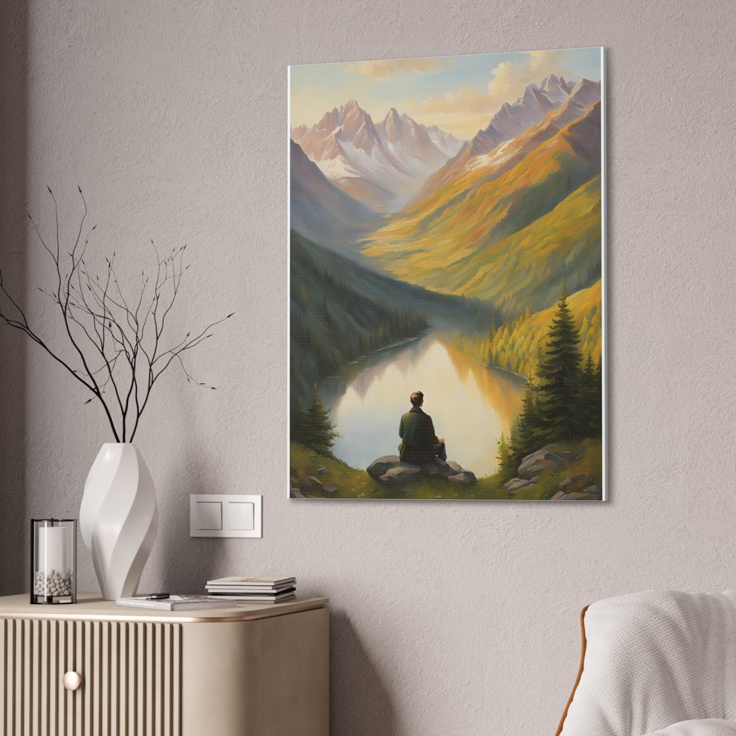 Serene Mountain Landscape Canvas Print - Tranquil Wall Art for Nature Lovers