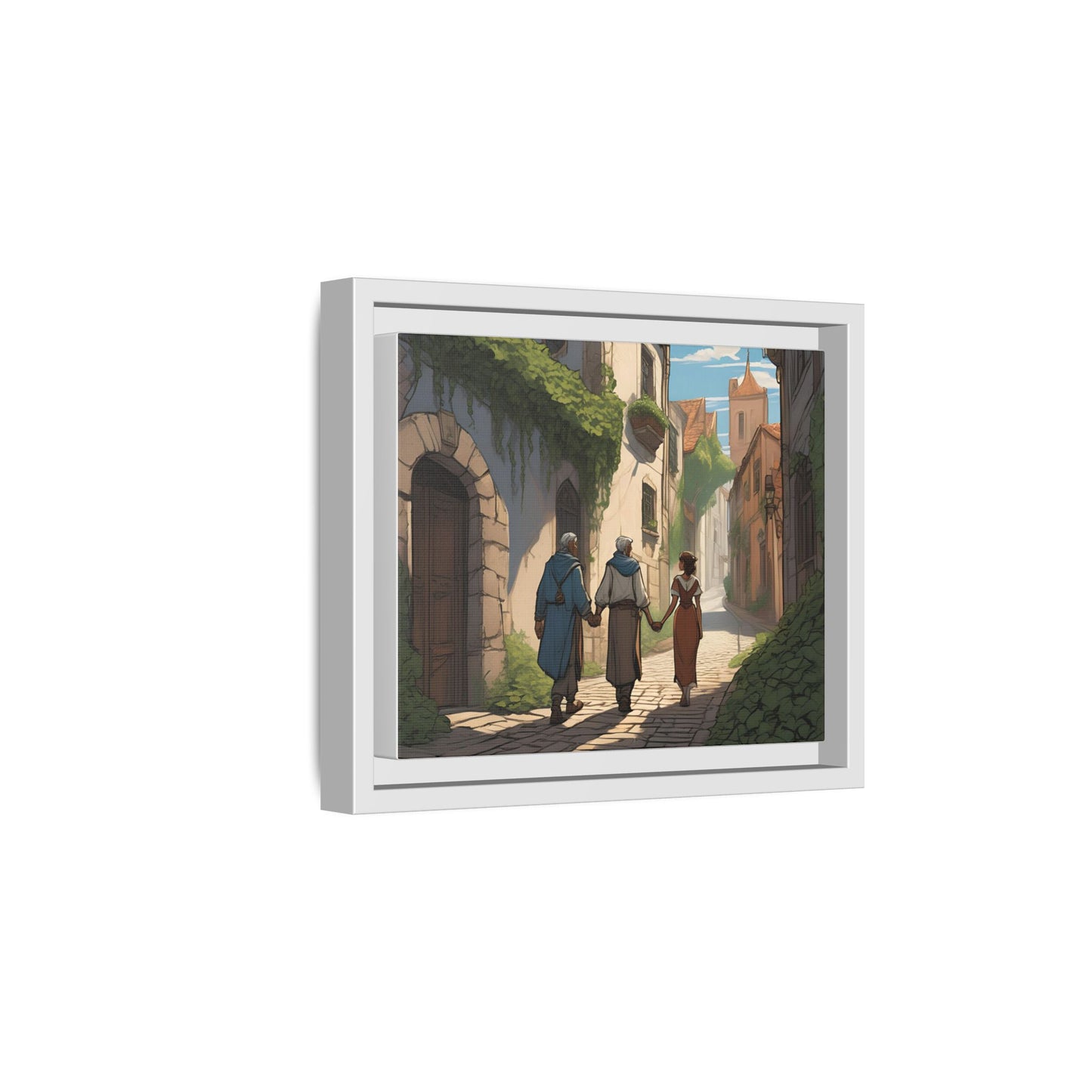 Charming Framed Matte Canvas Art - Whimsical Street Scene