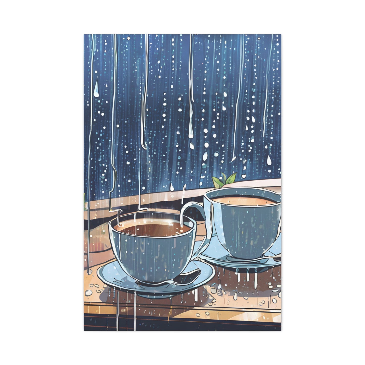 Cozy Rainy Day Canvas Gallery Wrap – Warm Coffee Art Still Life Art