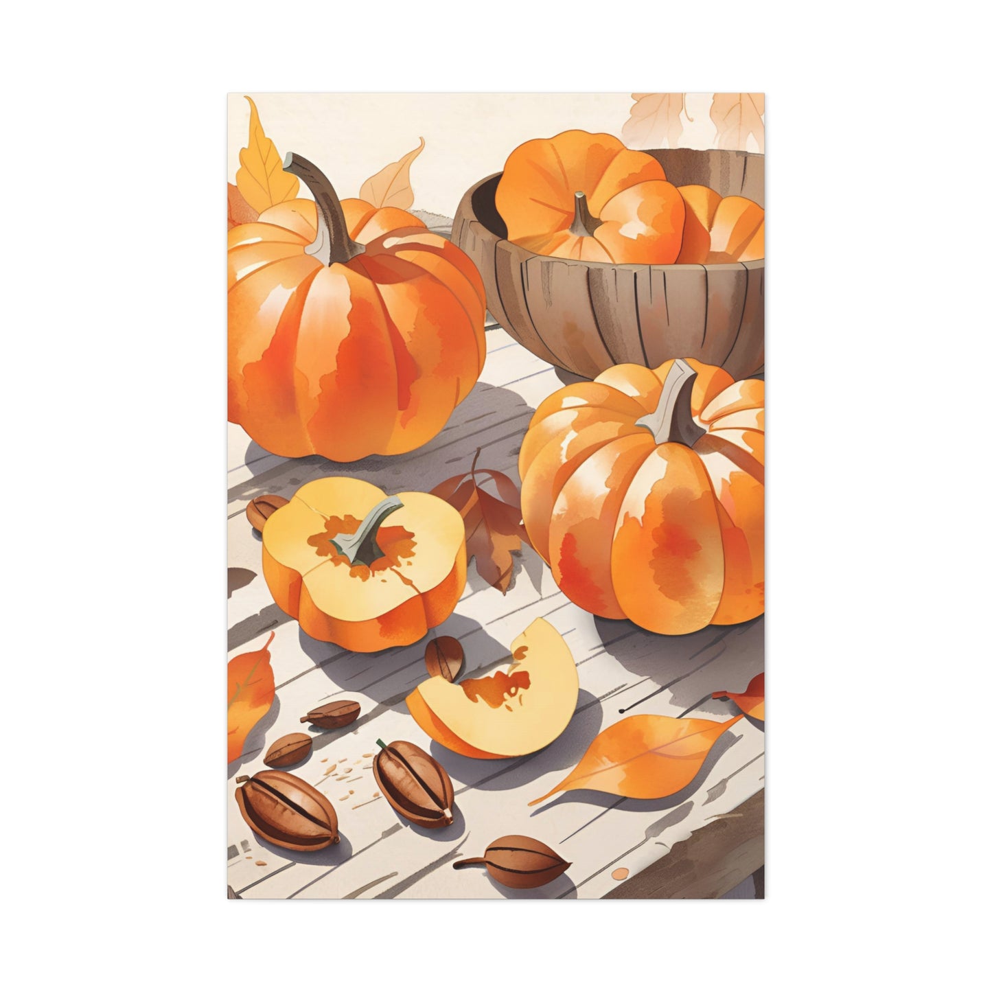 Autumn Pumpkin Canvas Gallery Wraps - Fall Decor for Home and Holidays Still Life Art