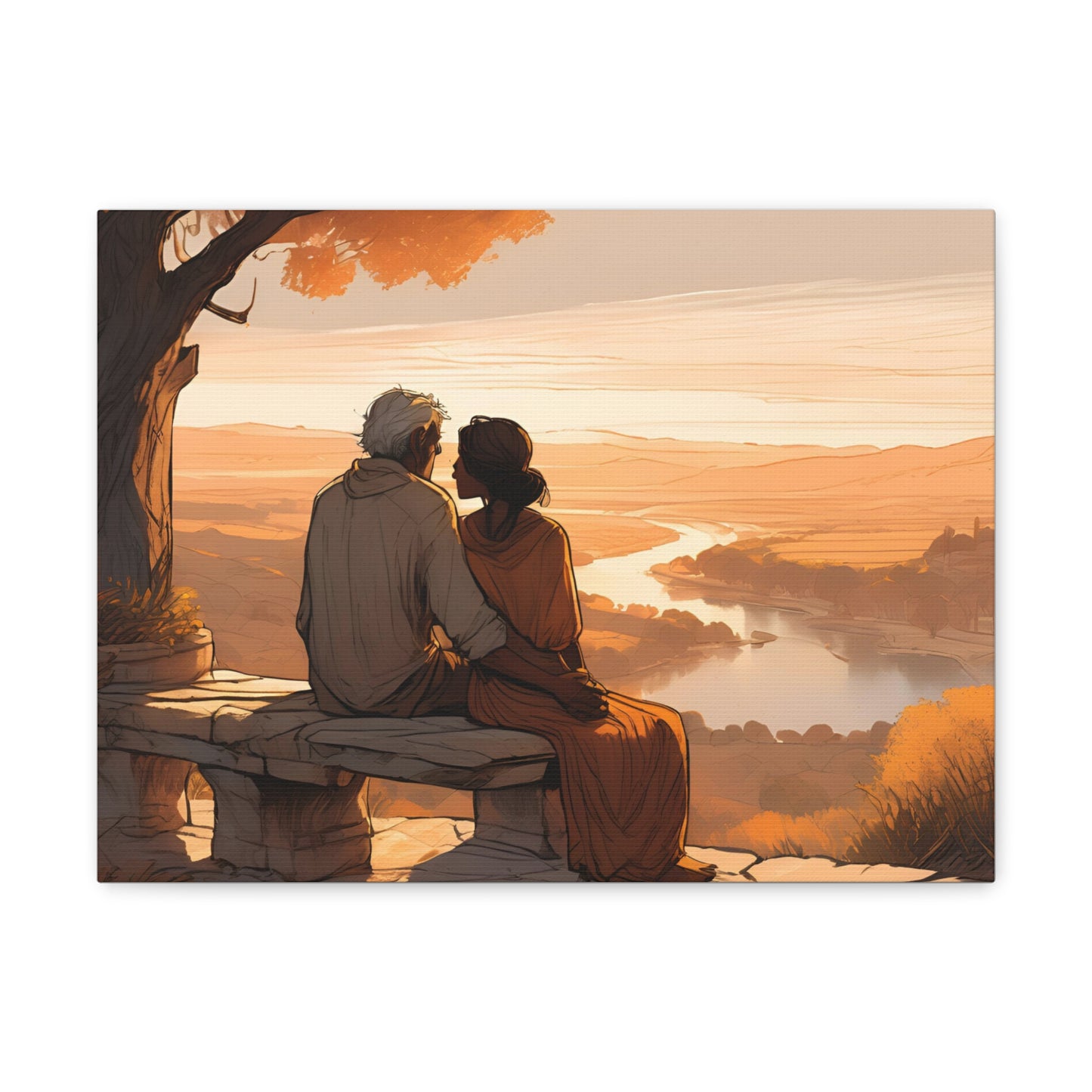 Romantic Canvas Gallery Wrap - Sunset Couple Wall Art