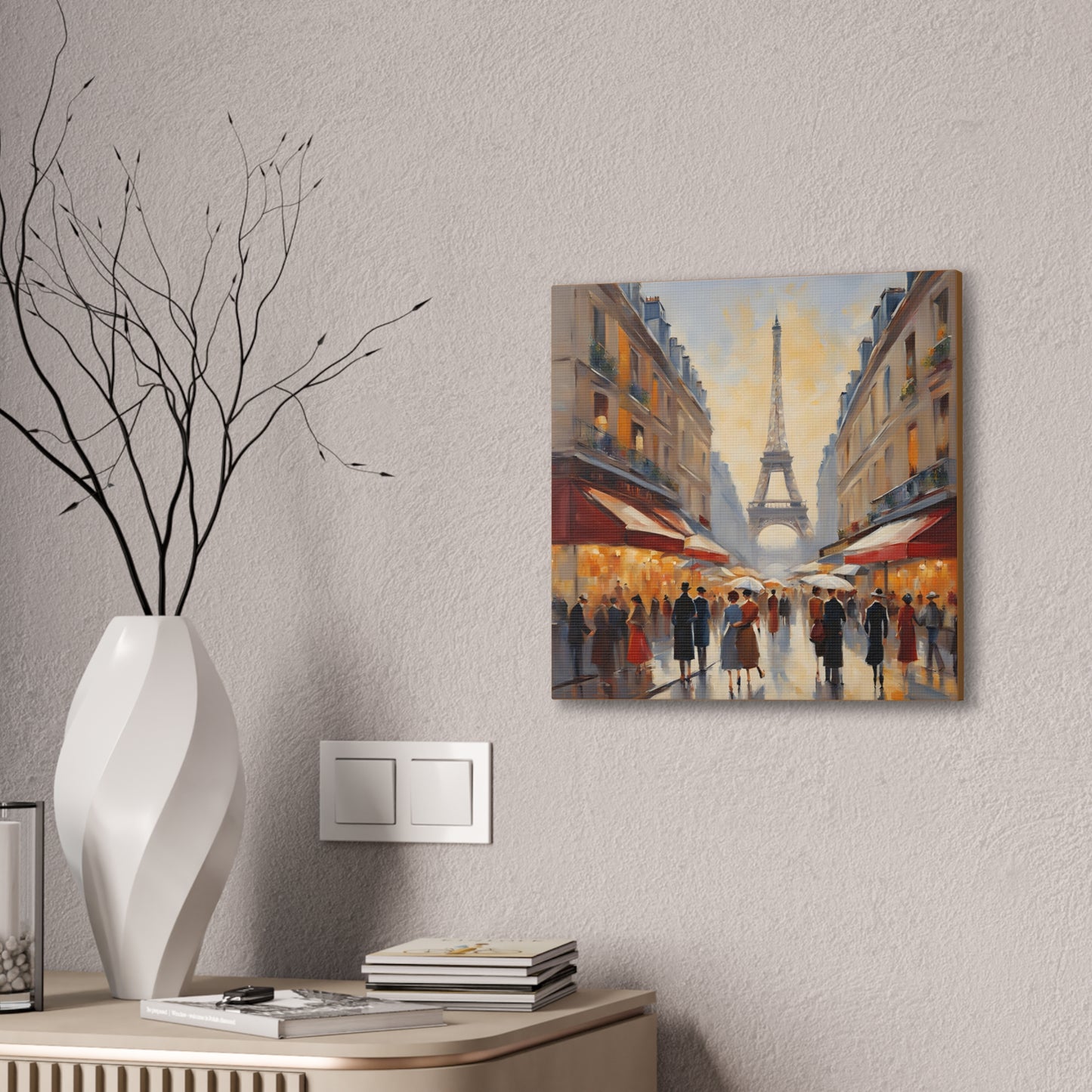 Parisian Scene Canvas Wall Art - Eiffel Tower Design