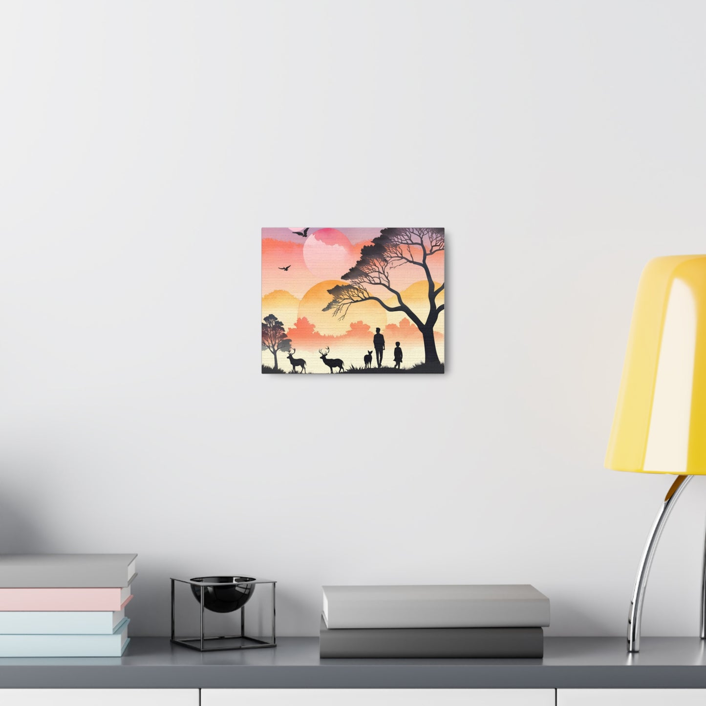 Serene Nature Canvas Gallery Wrap – Scenic Sunset Artwork with Wildlife