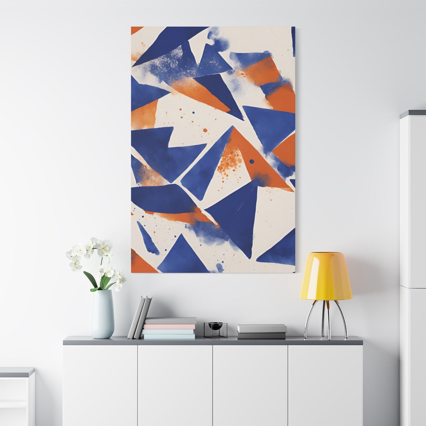 Geometric Art Canvas - Modern Blue and Orange Abstract Wall Decor for Contemporary Spaces