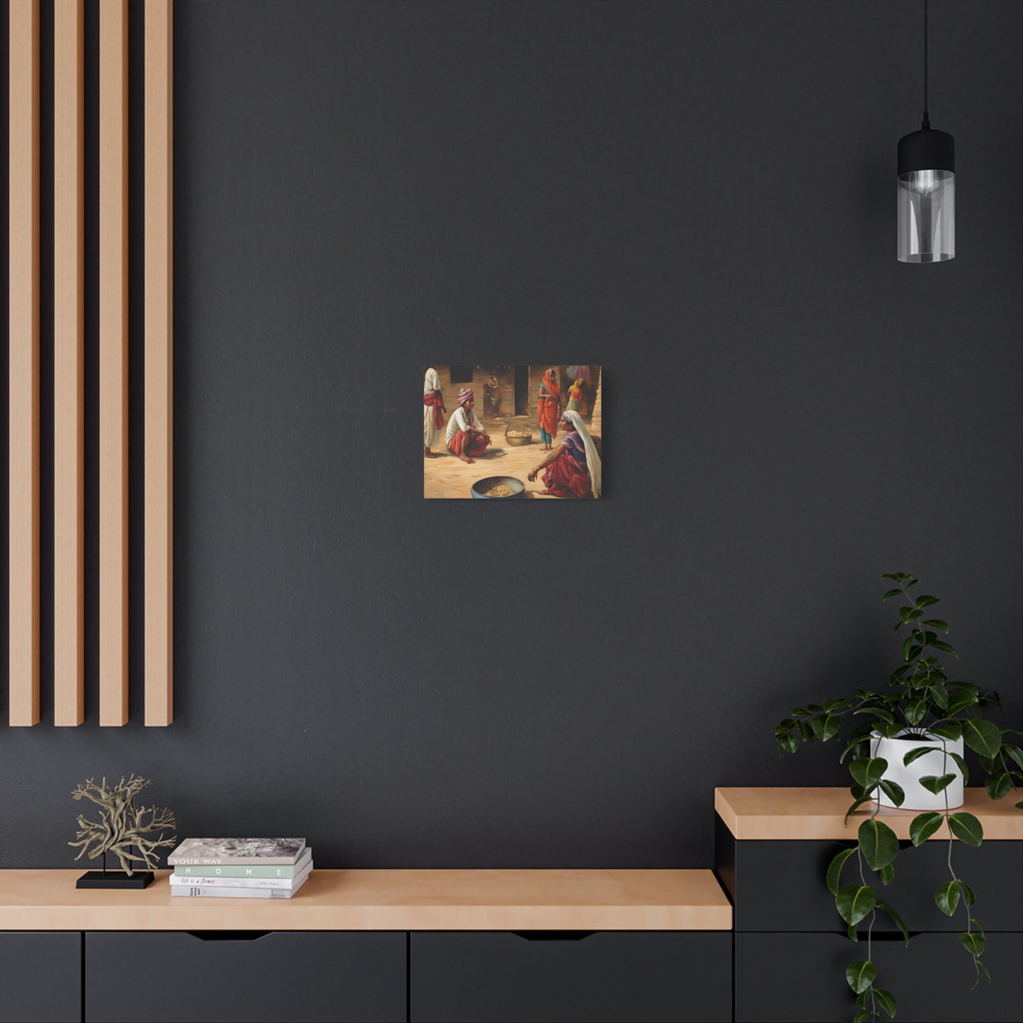 Cultural Matte Canvas Wall Art – Traditional Marketplace Scene