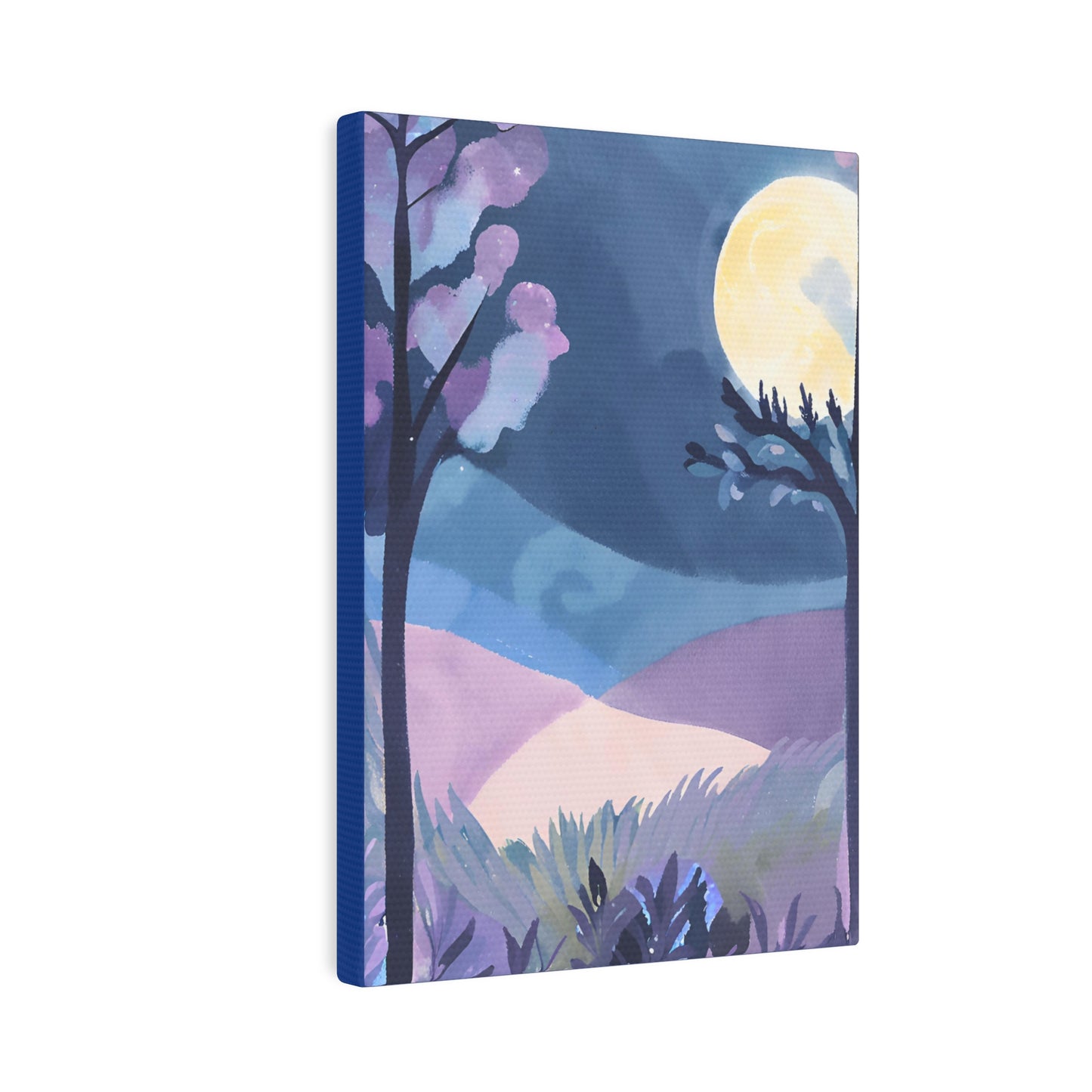 Serene Moonlit Landscape Canvas Photo Tile - Home Decor Art for Nature Lovers