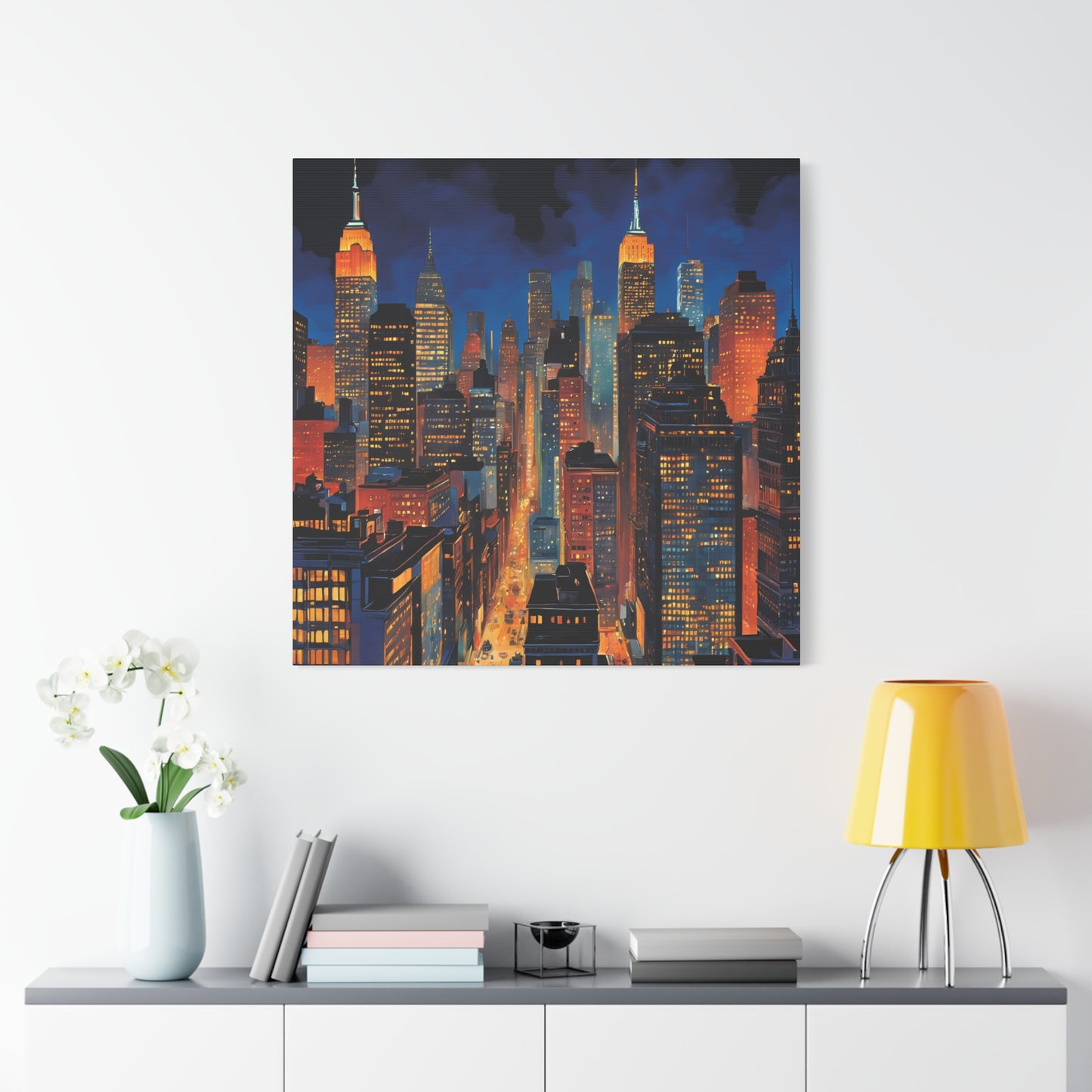 New York City Nightscape Matte Canvas Print – Stunning Skyline Art for Home & Office