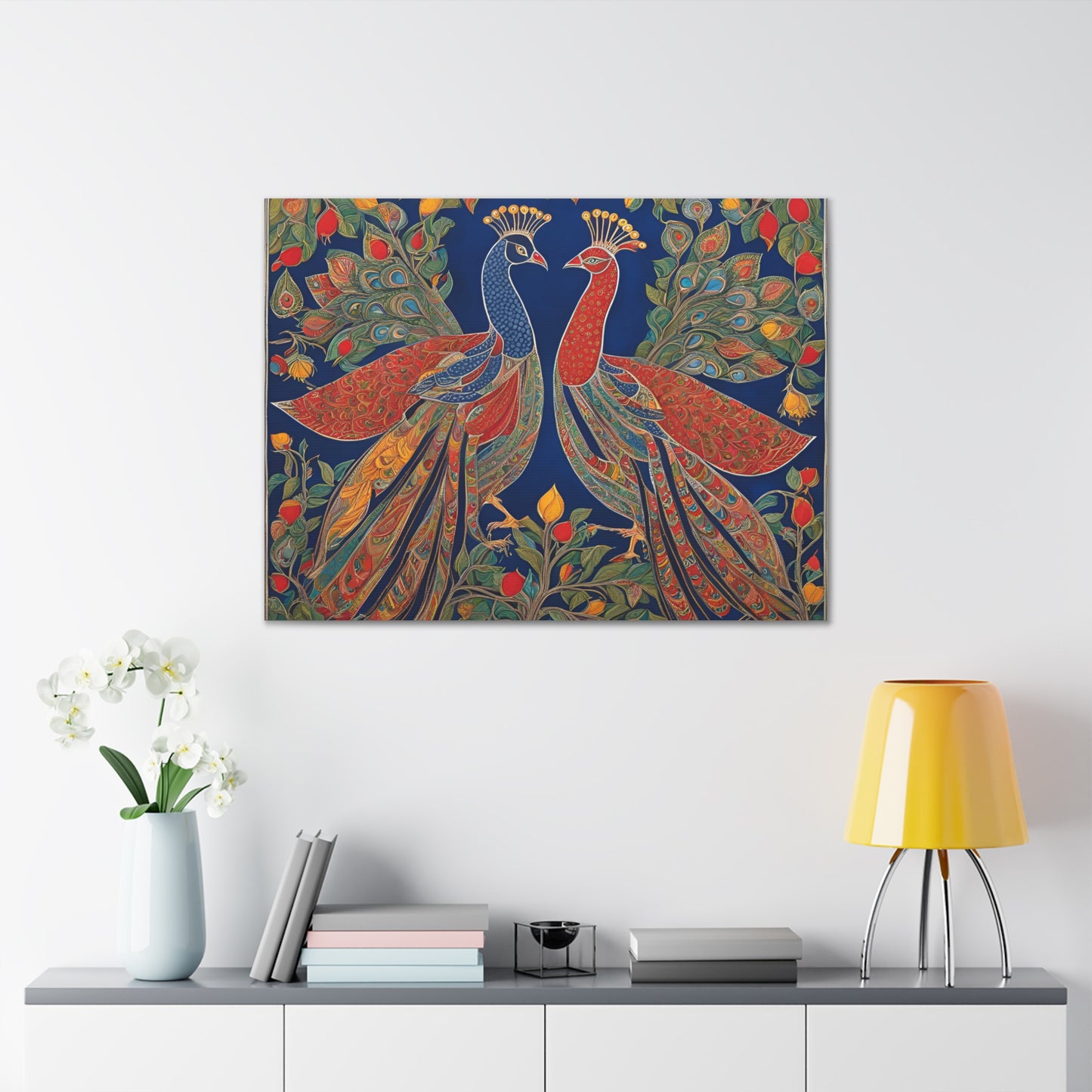 Peacock Love Canvas Gallery Wraps - Vibrant Wall Art for Home Décor Madhubani Art