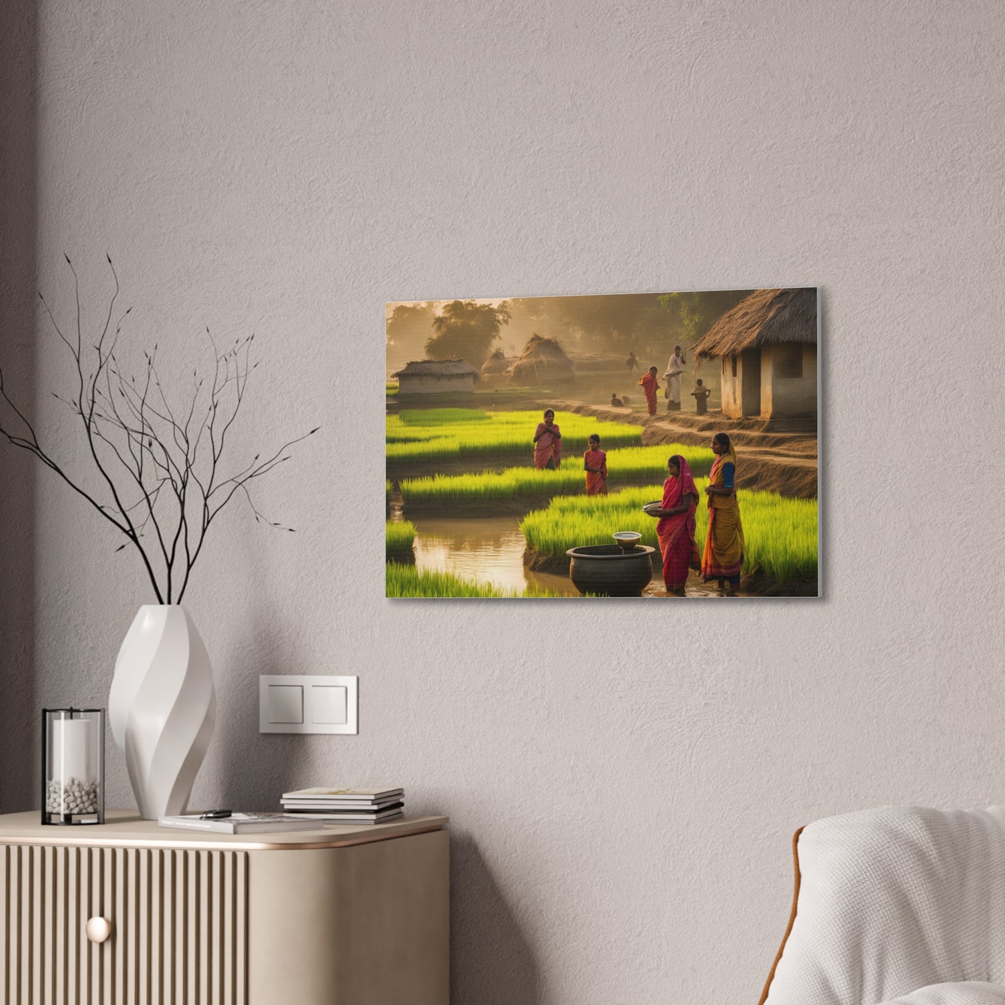 Serene Village Life Canvas Print - Tranquil Rural Scene for Home Decor