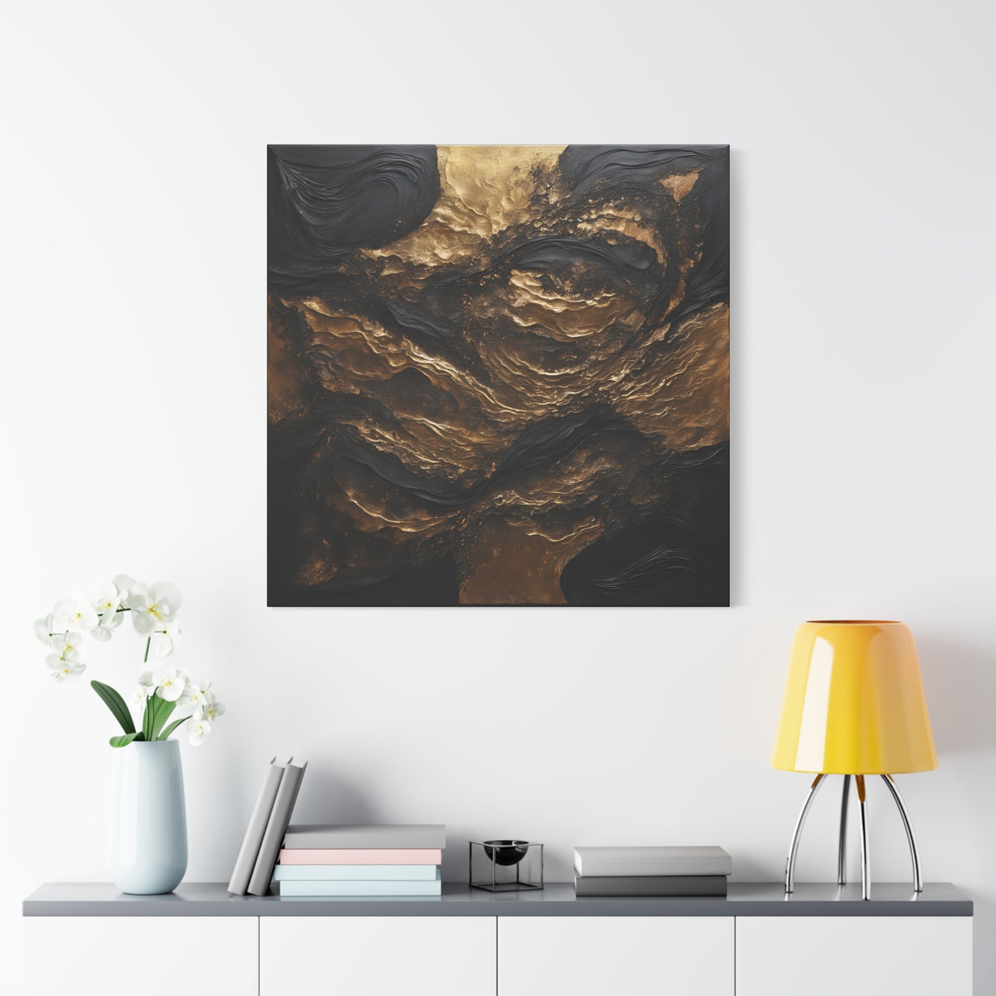 Abstract Gold Wave Canvas Art | Modern Home Decor