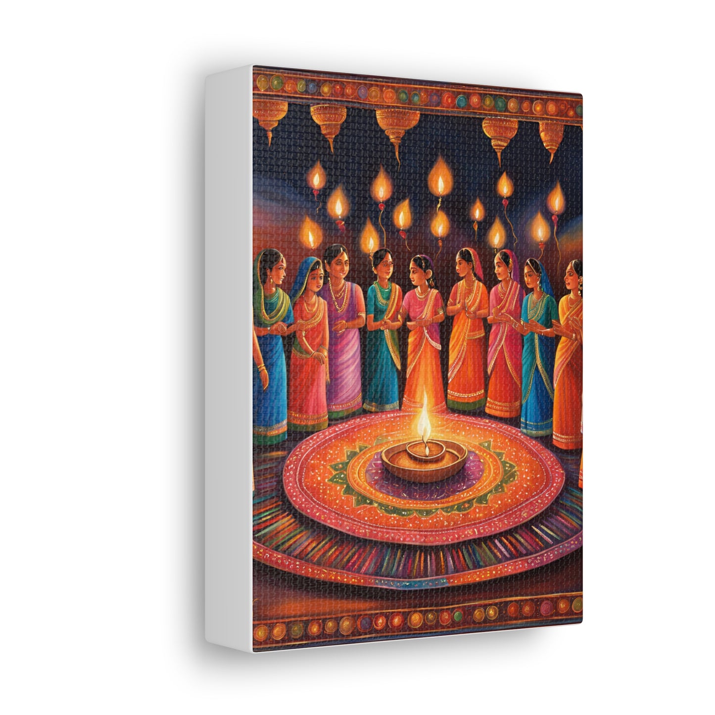 Diwali Celebration Canvas Gallery Wrap - Colorful Art of Tradition and Light