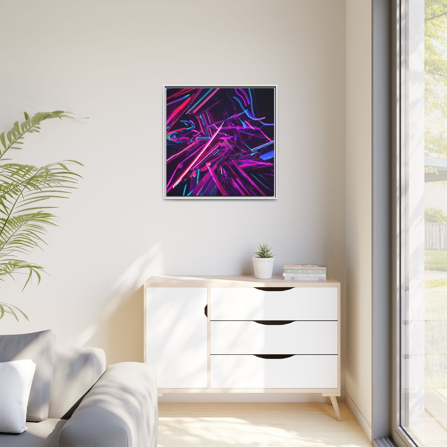 Vibrant Abstract Framed Canvas Art - Multi-Color Wall Decor