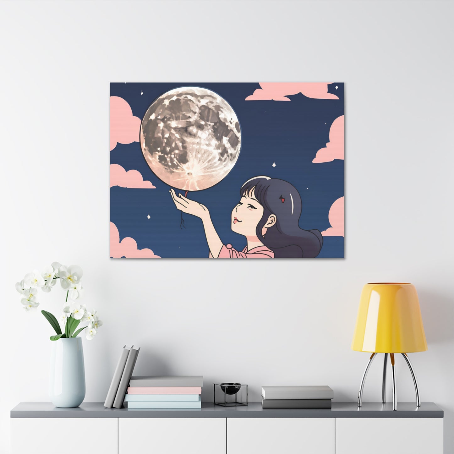 Canvas Gallery Wraps - Girl Holding the Moon Wall Art