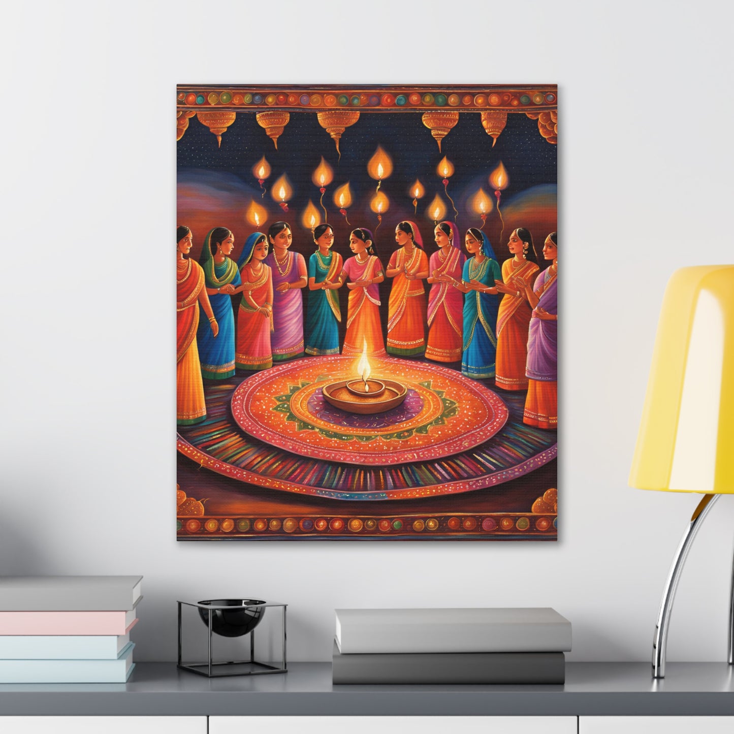 Diwali Celebration Canvas Gallery Wrap - Colorful Art of Tradition and Light