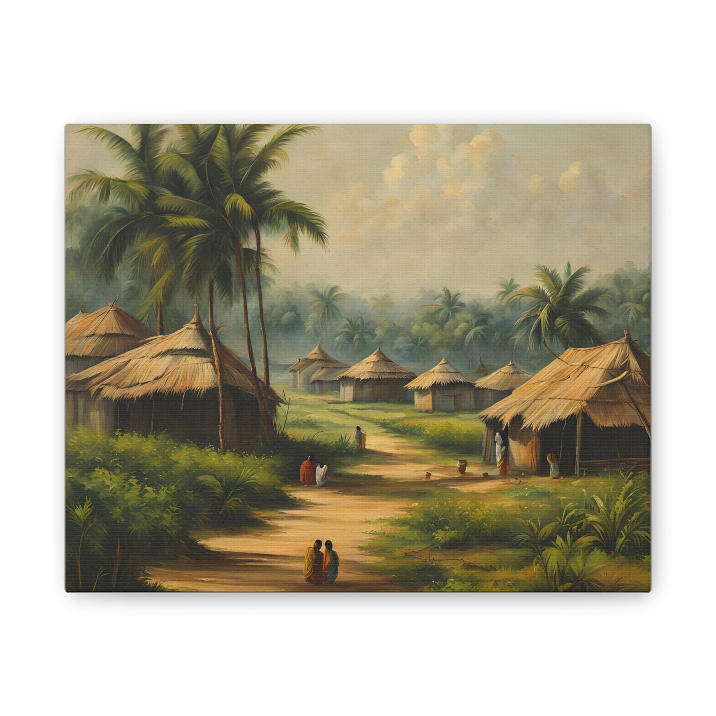 Tropical Village Canvas Art Print - Serene Landscape Wall Decor