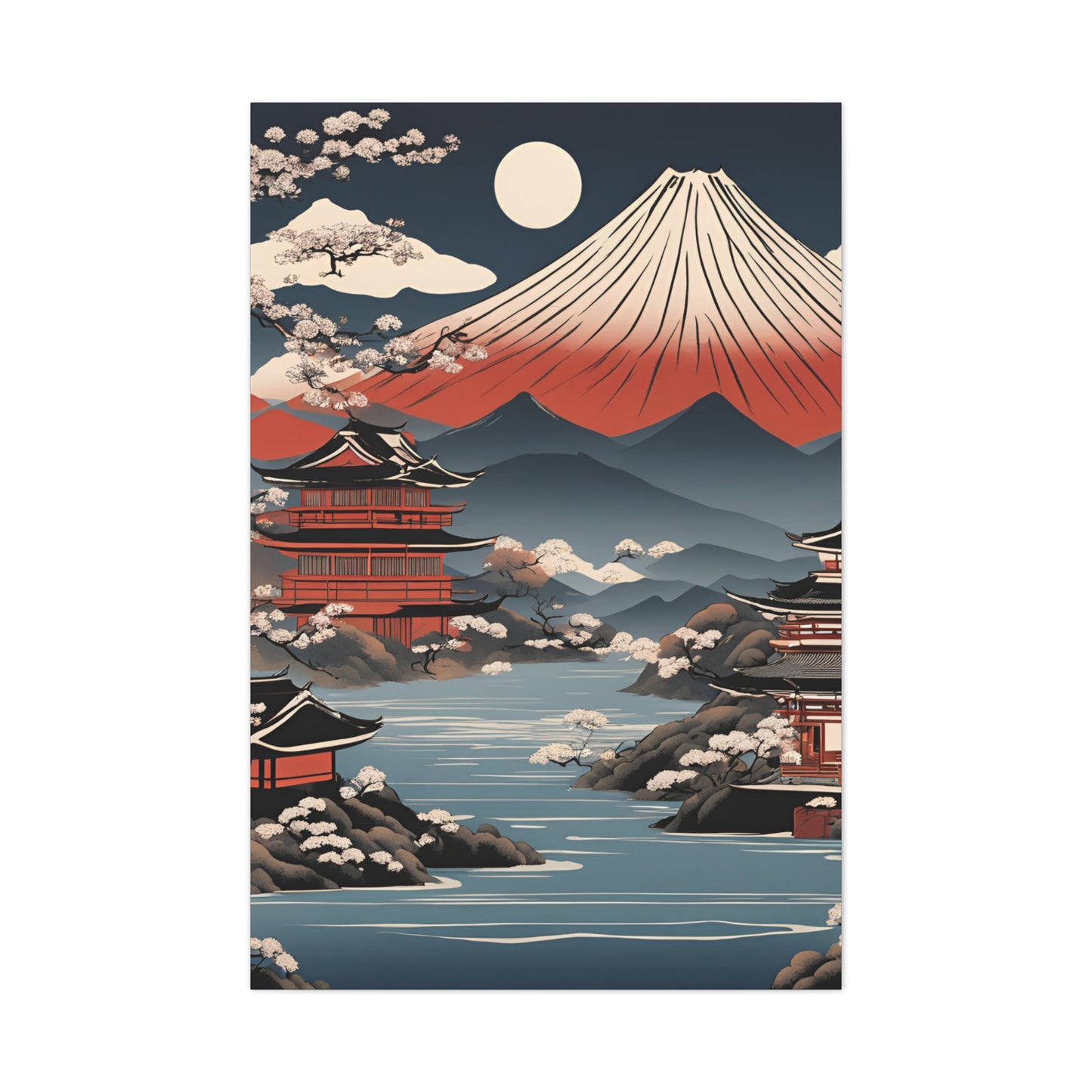 Japanese Mountain Canvas Gallery Wraps - Scenic Home Wall Art for Nature Lovers | Japanese Ukiyo-e