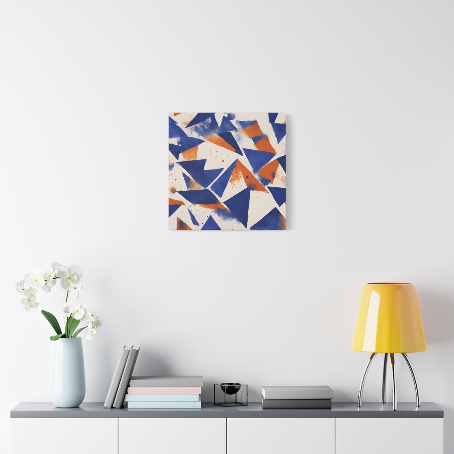 Geometric Art Canvas - Modern Blue and Orange Abstract Wall Decor for Contemporary Spaces