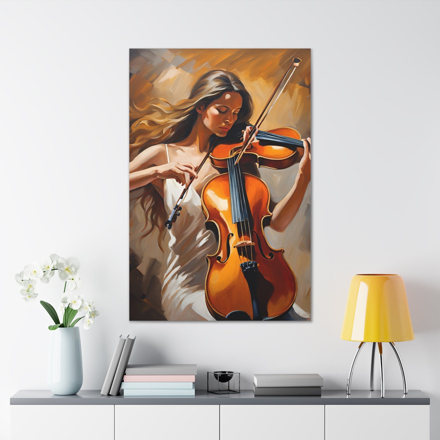 Elegant Violinist Canvas Gallery Wrap - Musical Art for Home Decor