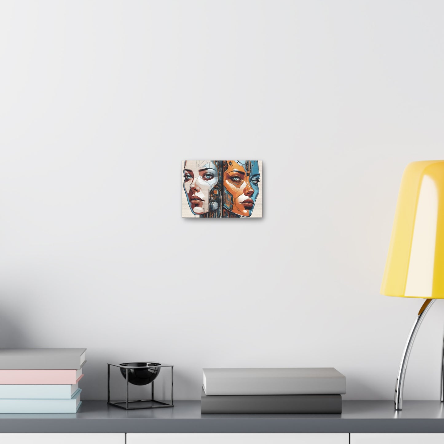 Futuristic Dual-Personality Portrait Canvas Gallery Wraps - Dual Face Art for Tech Lovers