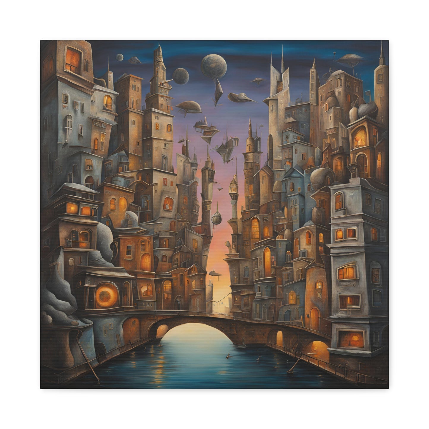 Dreamy Cityscape Canvas Gallery Wraps - Whimsical Wall Art for Home Decor