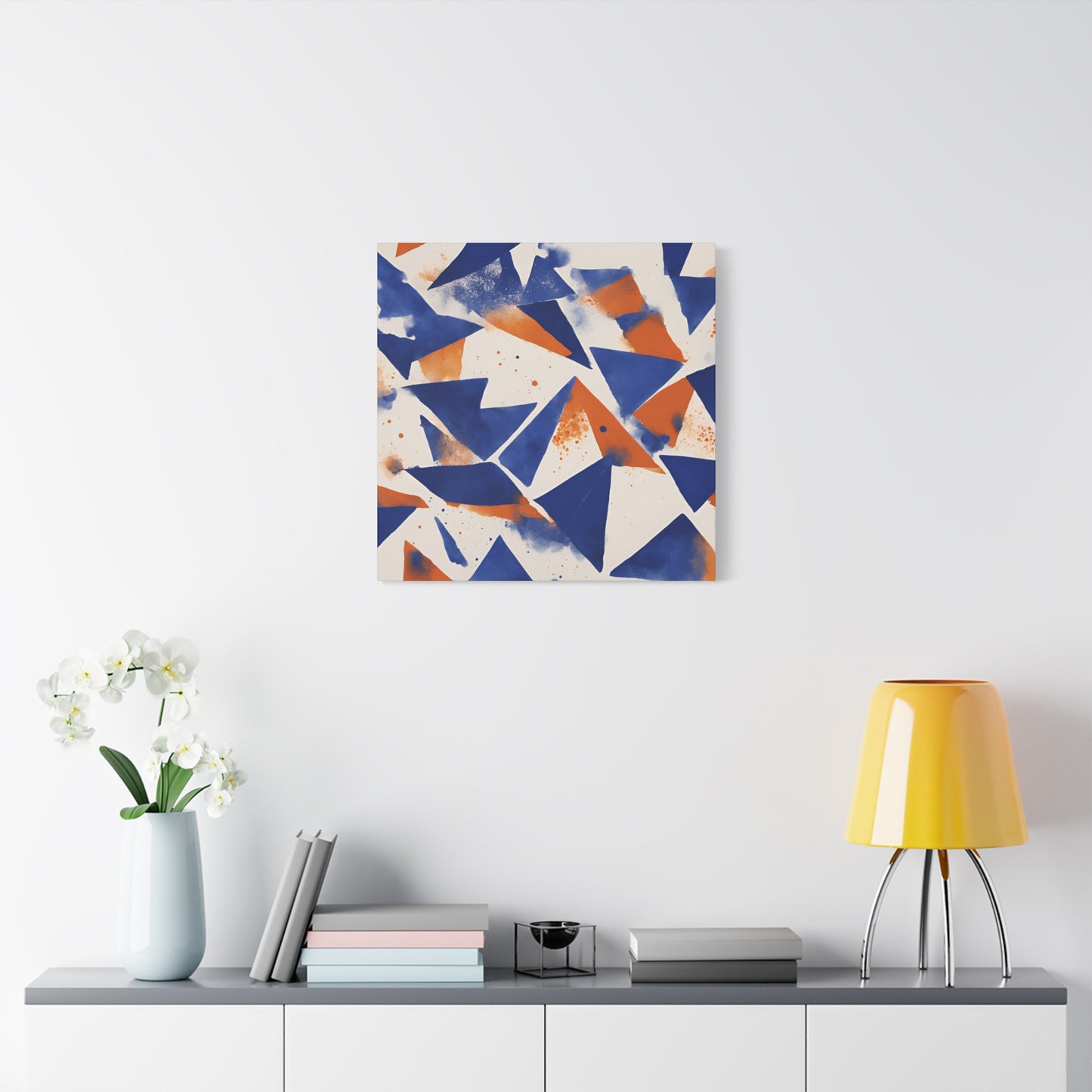 Geometric Art Canvas - Modern Blue and Orange Abstract Wall Decor for Contemporary Spaces