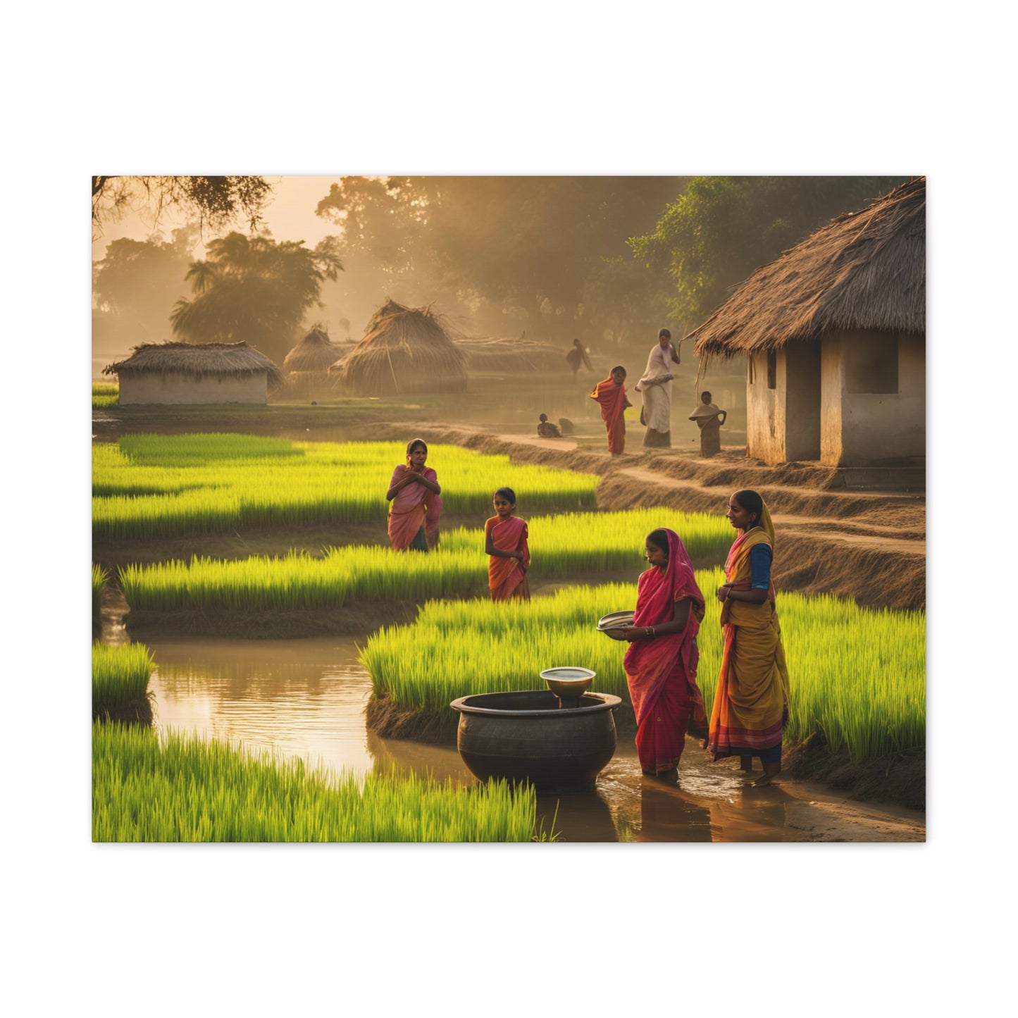 Serene Village Life Canvas Print - Tranquil Rural Scene for Home Decor