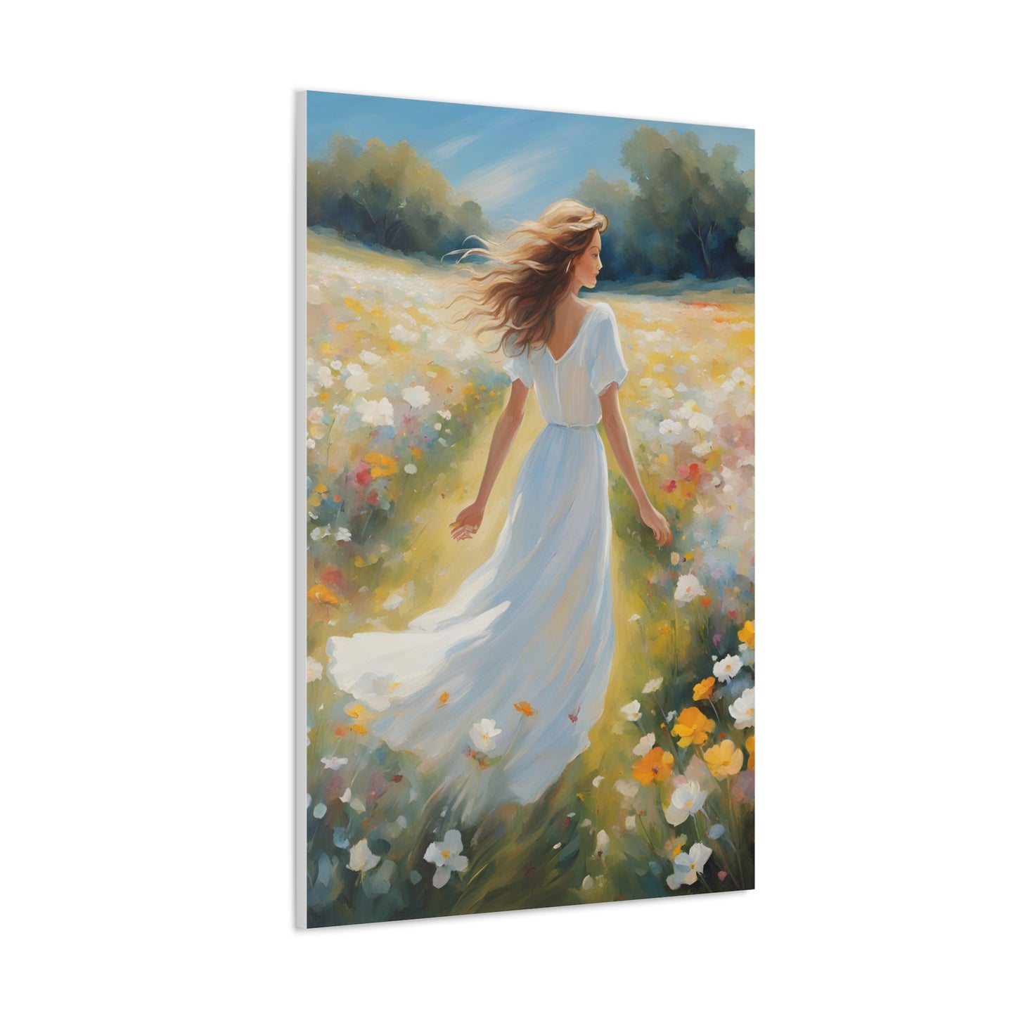 A Woman in a Flowing Dress Elegant Art for Home Decor