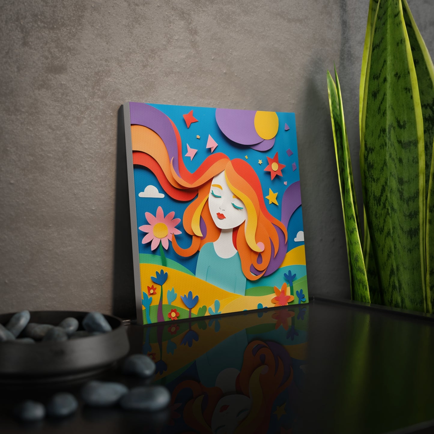 Colorful Canvas Photo Tile - Whimsical Floral Art