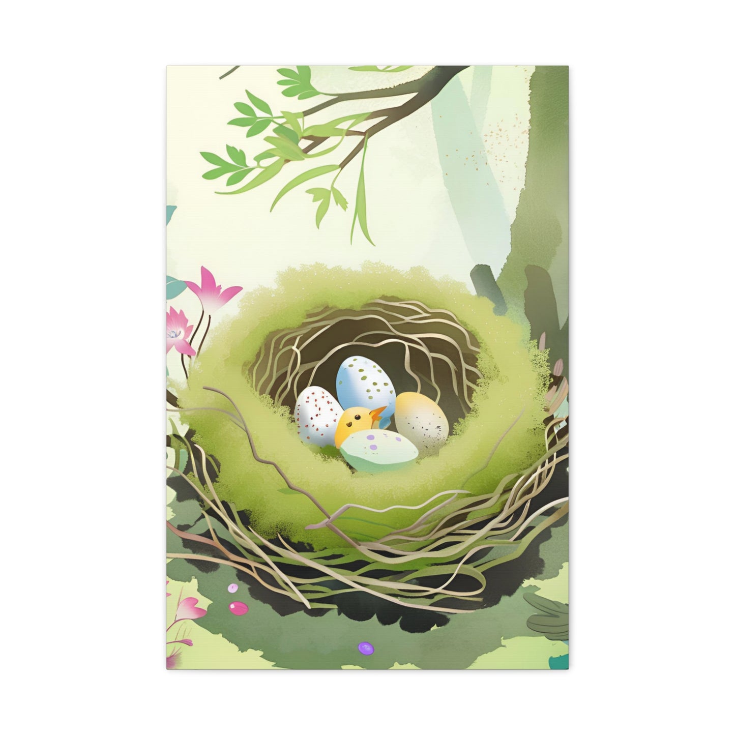 Spring Nest Canvas Gallery Wrap - Nature Artwork for Home Decor