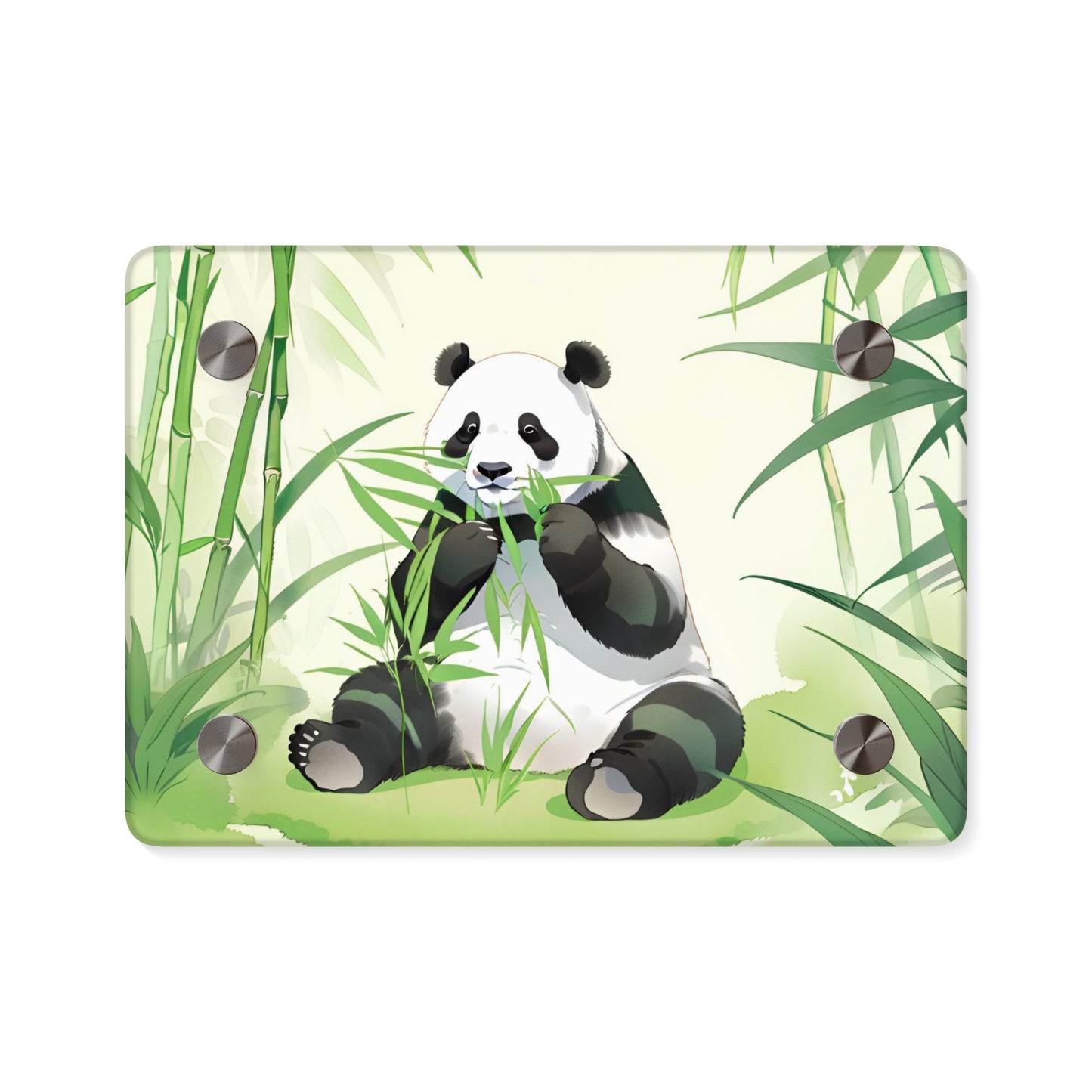 Panda Acrylic Wall Art Panel - Cute Panda Eating Bamboo Decor for Animal Lovers