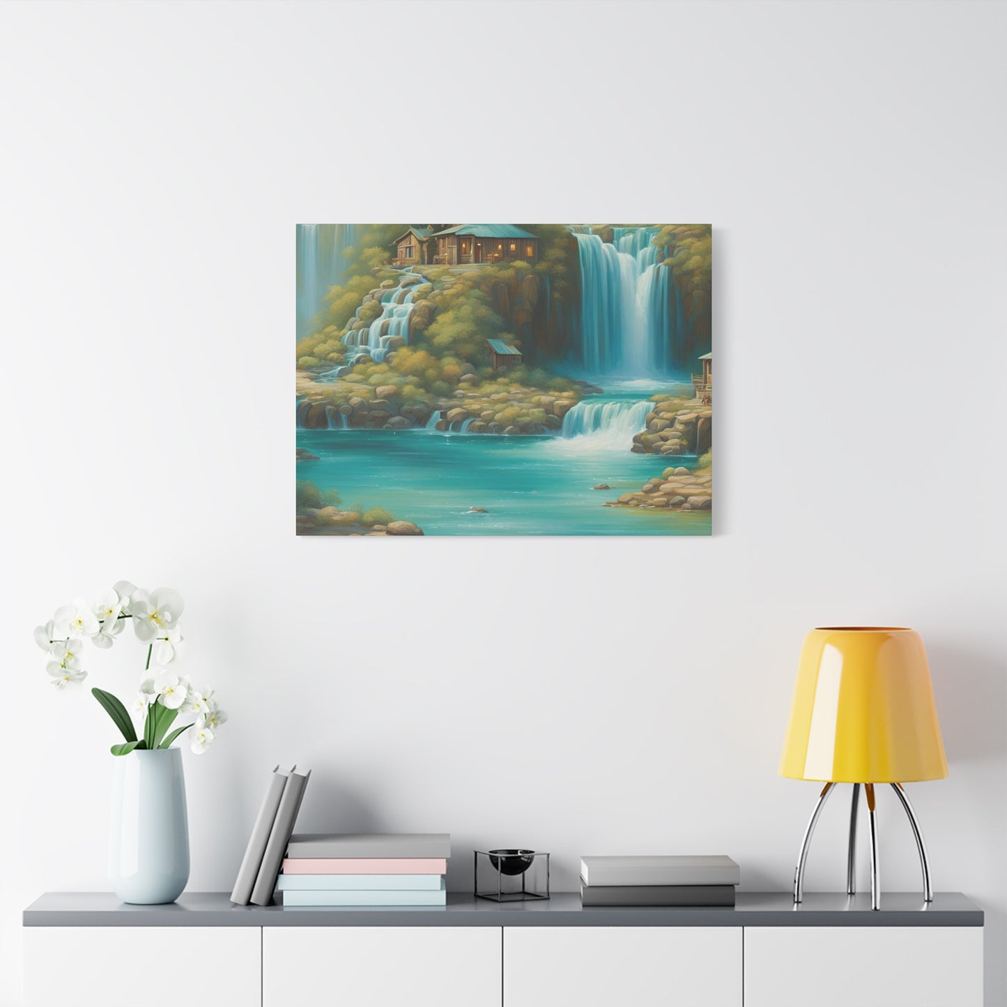 Serene Waterfall Canvas Art – Tranquil Nature Wall Decor for Home