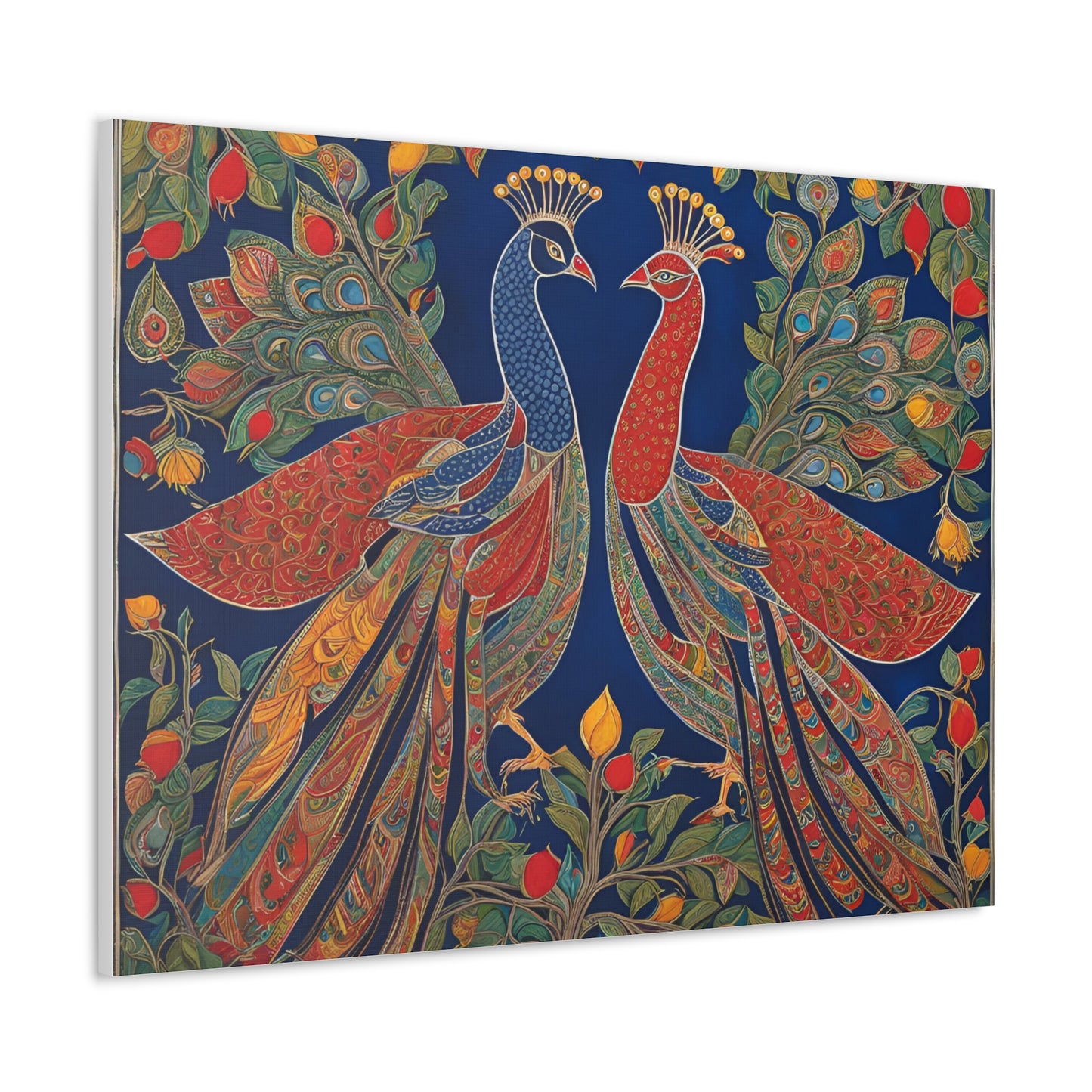 Peacock Love Canvas Gallery Wraps - Vibrant Wall Art for Home Décor Madhubani Art