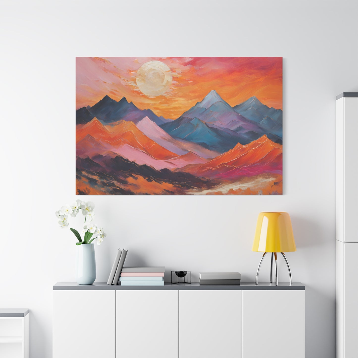 Mountain Sunset Canvas Art - Vibrant Landscape Wall Decor | Crafted Canvass