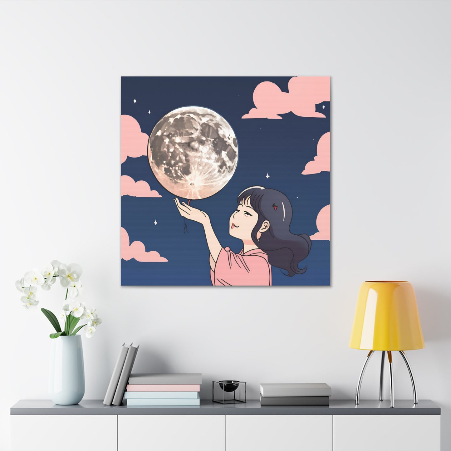 Canvas Gallery Wraps - Girl Holding the Moon Wall Art