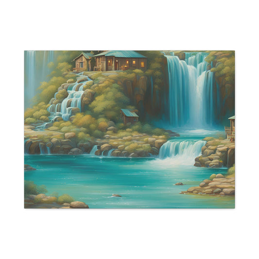 Serene Waterfall Canvas Art – Tranquil Nature Wall Decor for Home