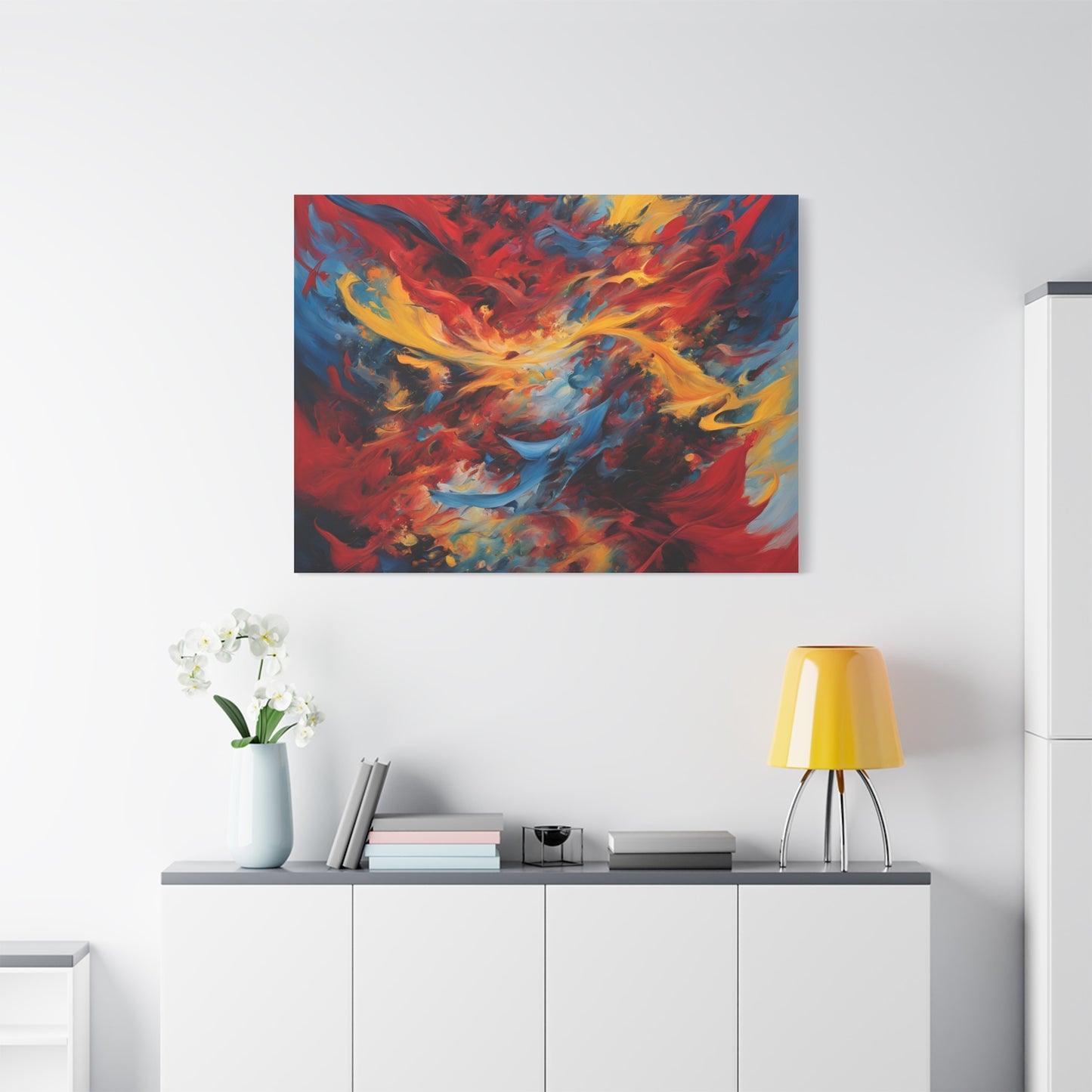 Vibrant Abstract Canvas Wall Art - Colorful Flame Design