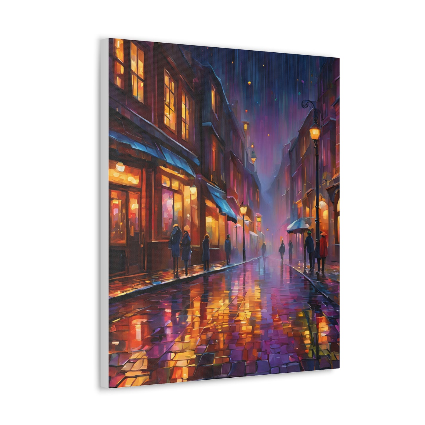 A Rainy Evening in the City Canvas Gallery Wraps - Urban Nightscape Art