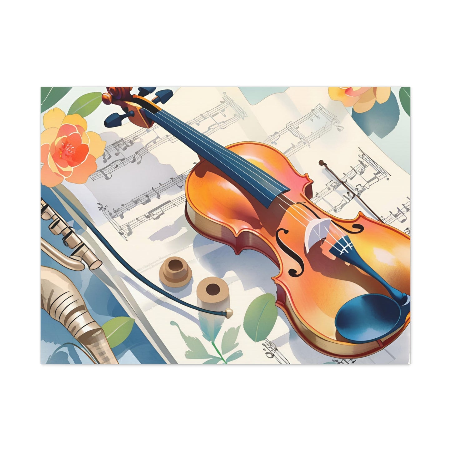 Musical Canvas Gallery Wraps | Colorful Violin and Sheet Music Art