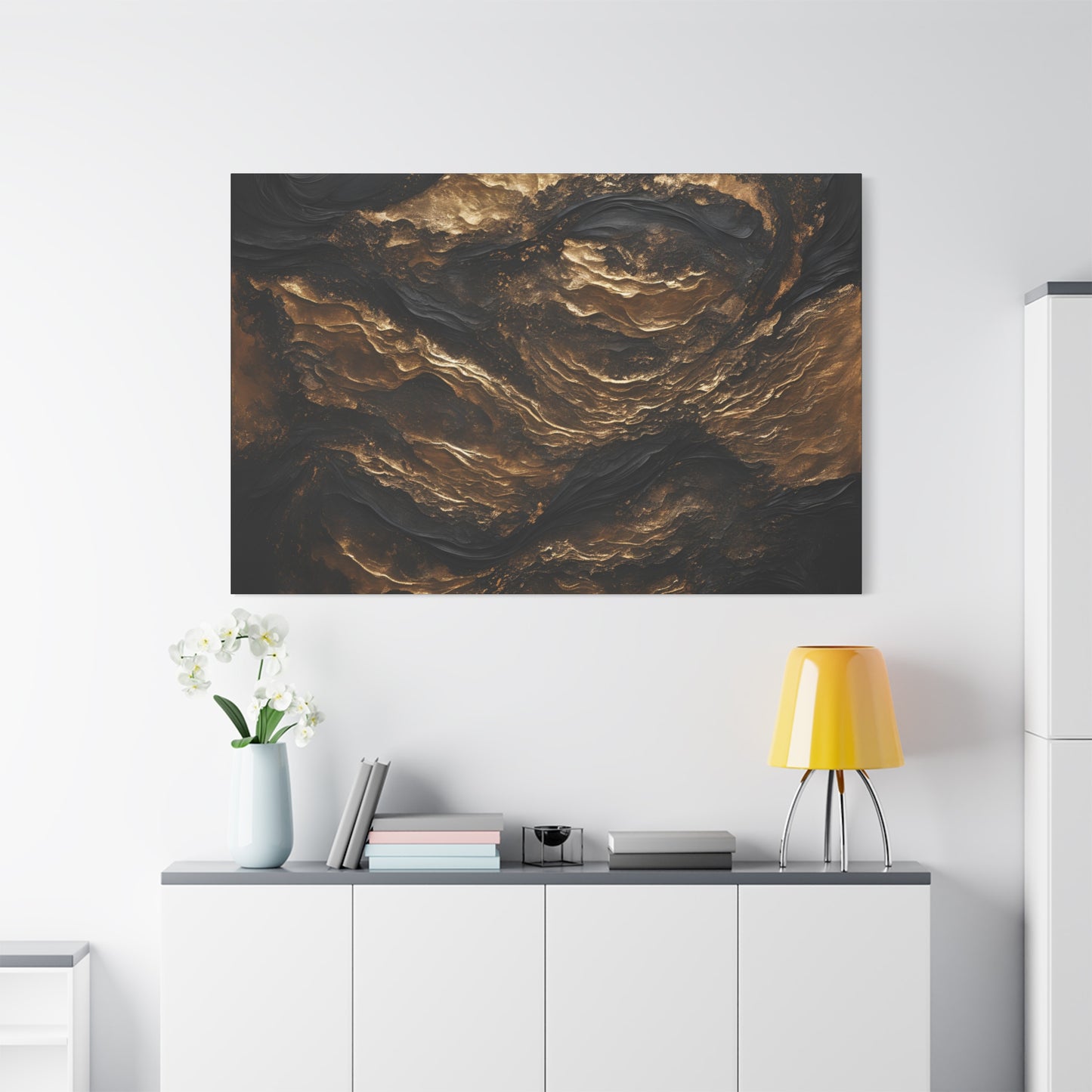 Abstract Gold Wave Canvas Art | Modern Home Decor