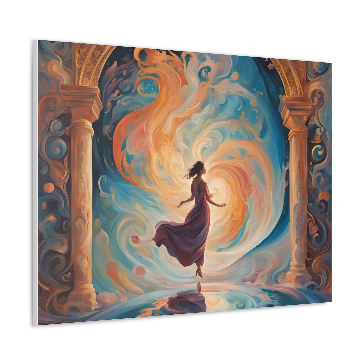 Whimsical Canvas Gallery Wrap - Dreamy Woman in Cosmic Swirl Art