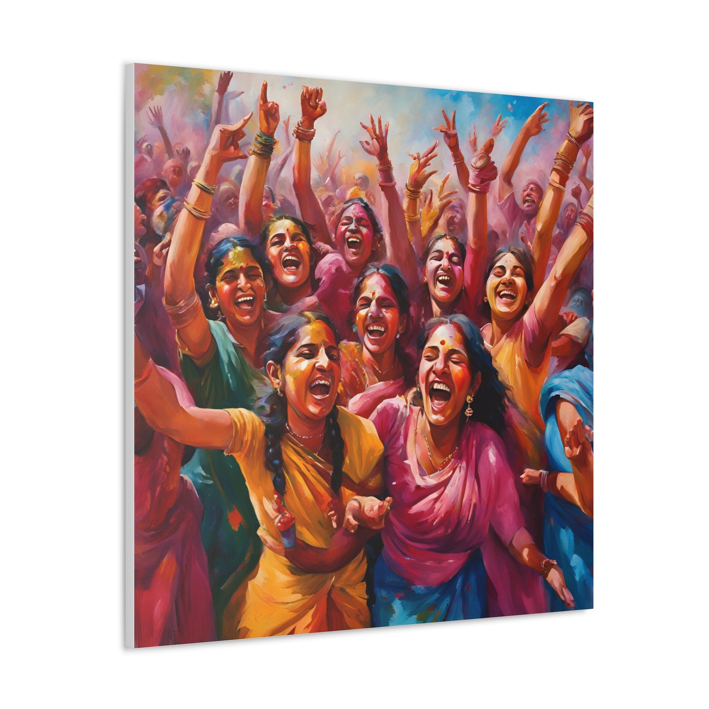 Vibrant Canvas Gallery Wrap - Joyful Celebration Holi Artwork