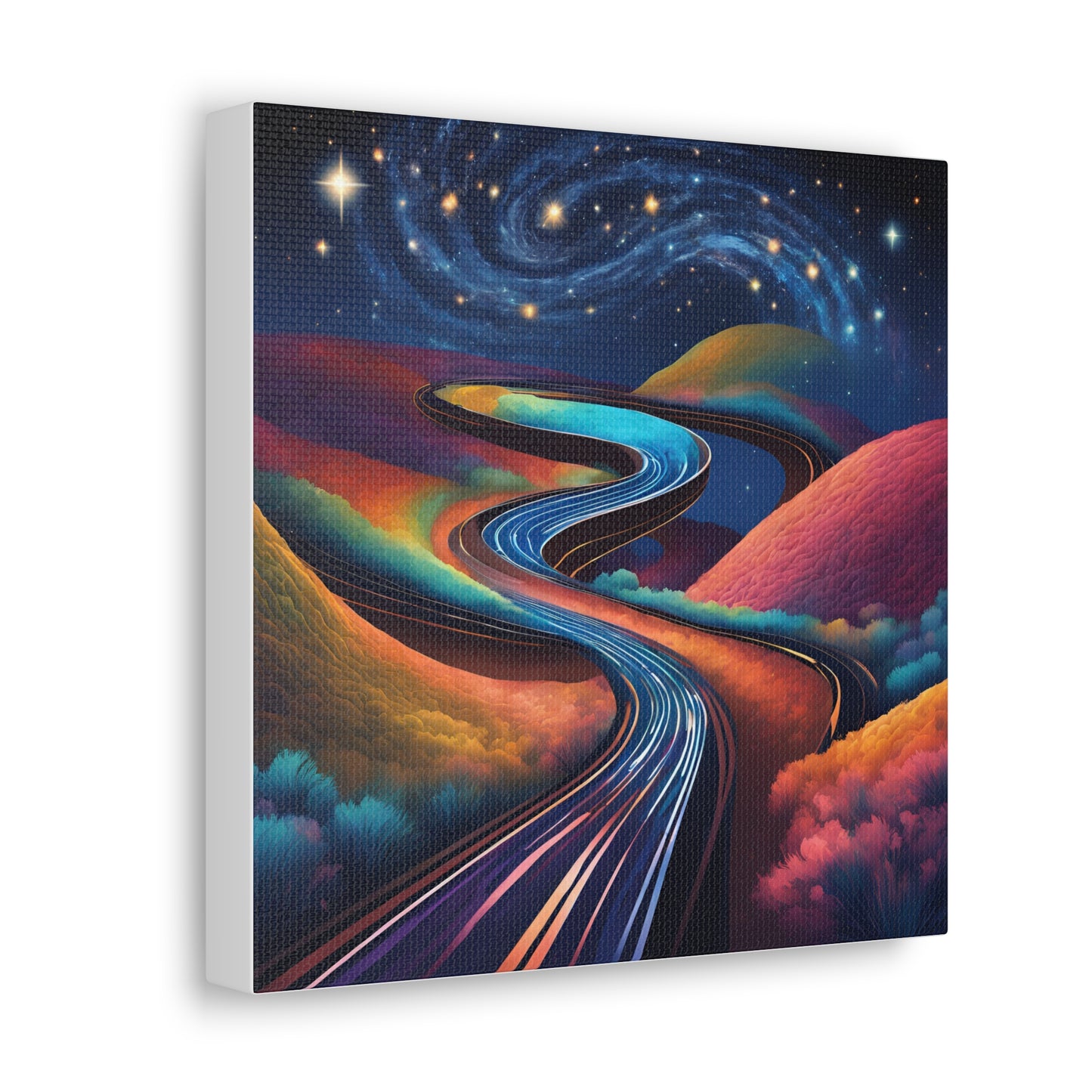 Vibrant Canvas Gallery Wrap - Abstract Roadway Landscape Art "A road twisting and folding into itself like a Möbius strip."