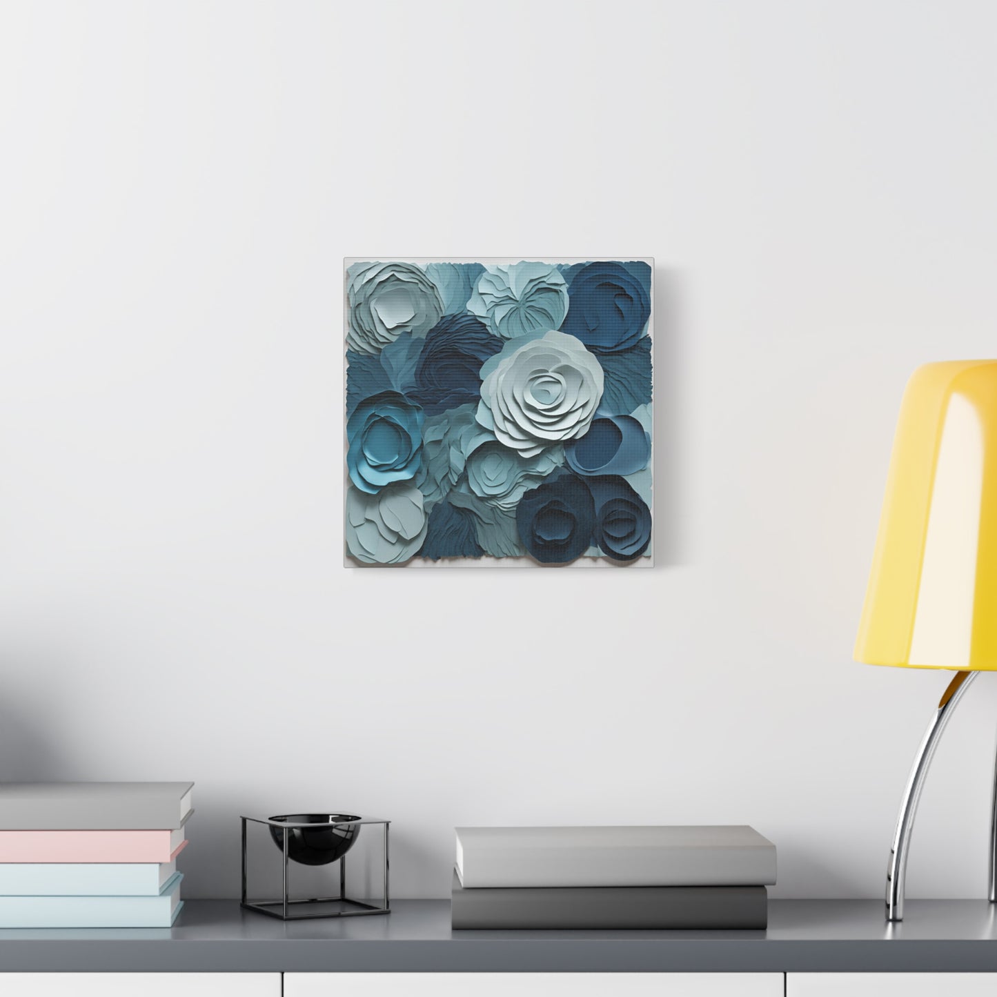 Elegant Blue Floral Canvas Print - Stretched Wall Art for Home Decor