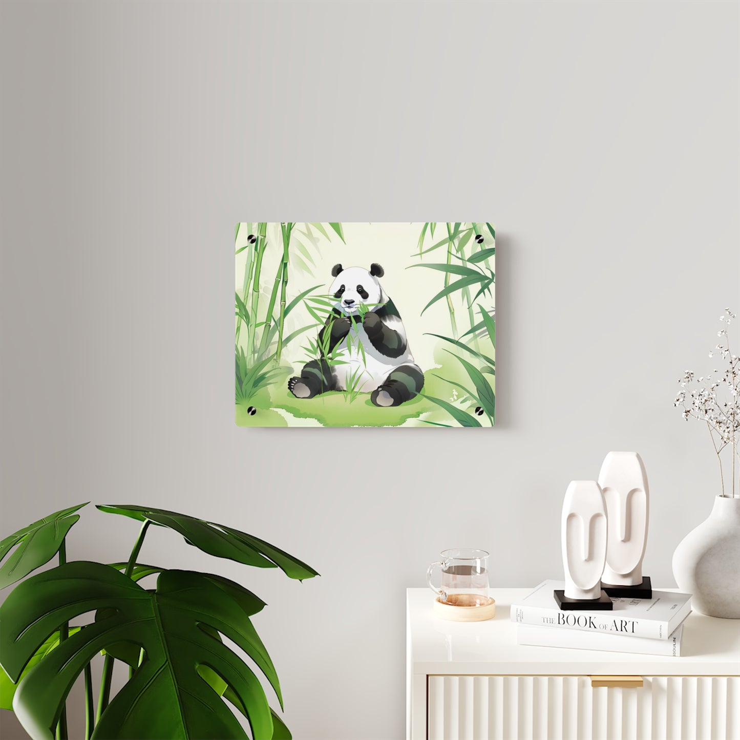 Panda Acrylic Wall Art Panel - Cute Panda Eating Bamboo Decor for Animal Lovers