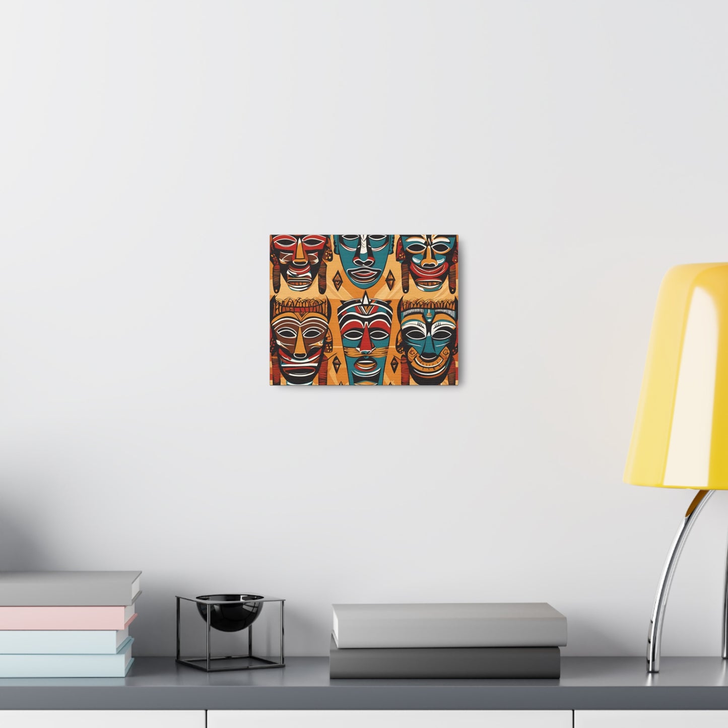 Vibrant African Tribal Masks & Symbols Canvas Gallery Wraps - Unique African Art Home Decor