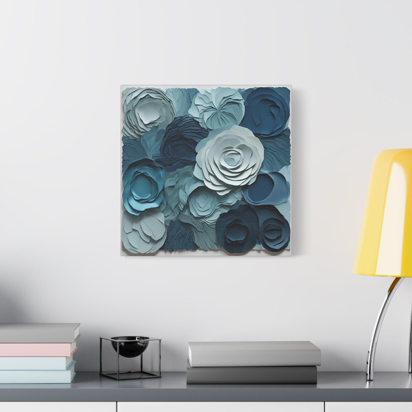 Elegant Blue Floral Canvas Print - Stretched Wall Art for Home Decor