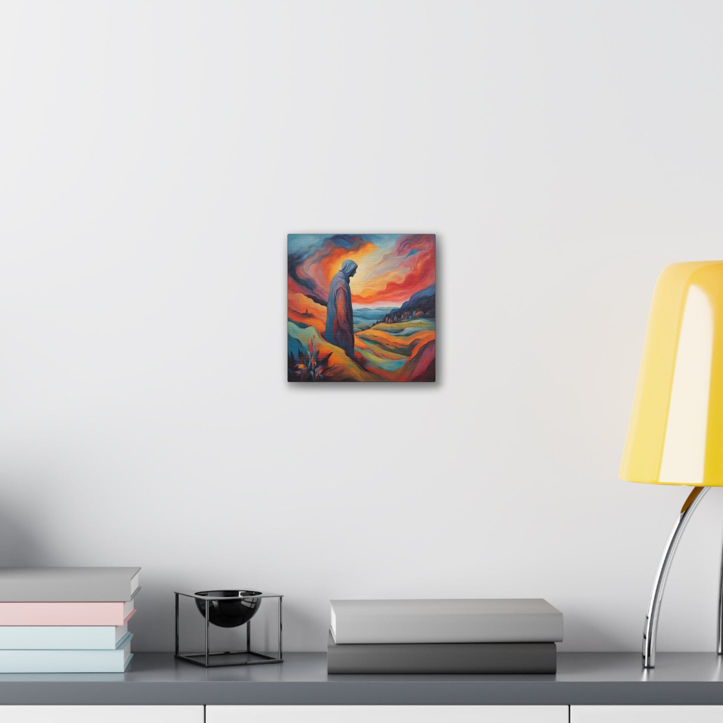 Expressionism Canvas Art - Serenity in Colorful Mountains